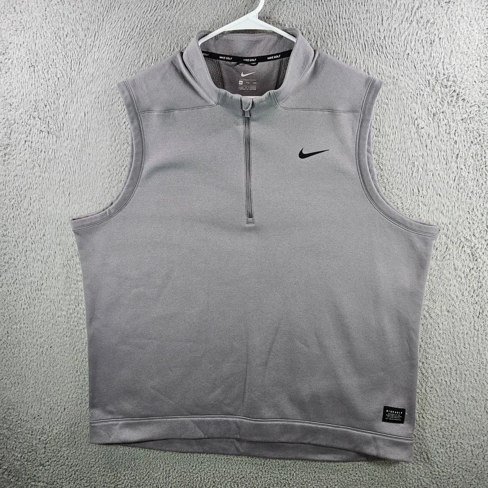 Nike Golf Mens Gray Quarter Zip Fleece Lined Performance Vest XXL